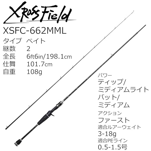 Abu Garcia(アブガルシア) クロスフィールド XSFC-662MML XrossField 2ピース 釣り竿 ロッド_1