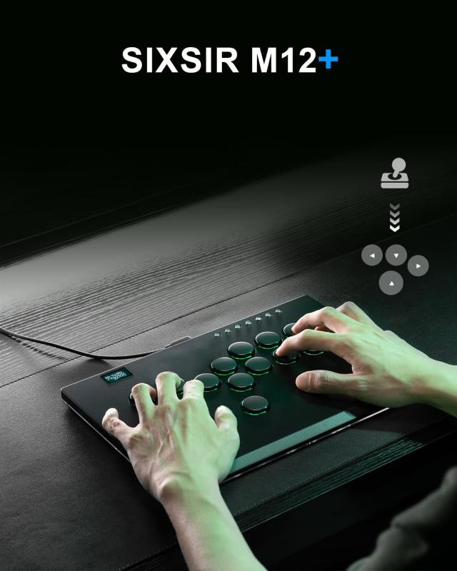 レバーレス アーケード スティック ゲーム コントローラー: Haute42 M12+ 大型でスリムなアルミニウム合金テンプレート - 12 キー Crysta_1