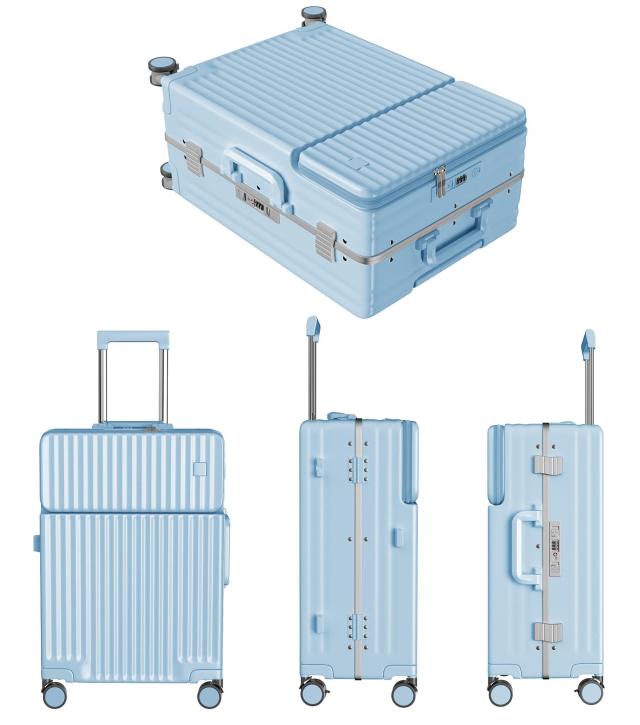 [Ashard] スーツケース 多機能 機内持ち込み ピュアPC材質 TSAロック搭載 (ライトブルー, Lサイズ /97L (7泊〜長期旅行))_8
