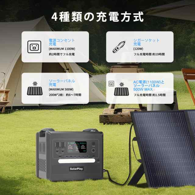 Solarplay ポータブル電源 2400W 大容量2160Wh/675000mAh リン酸鉄リチウム電池採用 1.5時間満充電 AC2400W( 瞬間最大4800W) 14台機器同時の通販はau PAY マーケット - みんなのSHOP | au PAY マーケット－通販サイト