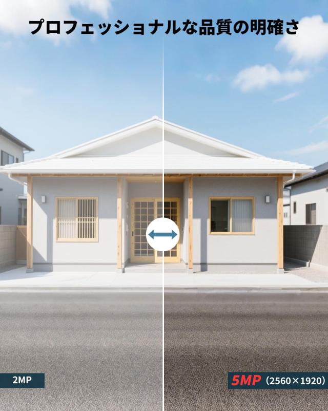 【500万画素・122°超広角】OHWOAI HD-AHD-アナログ防犯カメラセット 屋外対応 監視カメラ 録画機セット 防水・赤外線・遠隔監視対応 2台