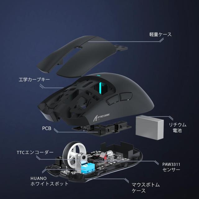 ATTACK SHARK X11 ゲーミングマウス ワイヤレス 無線 2.4g/Bluetooth