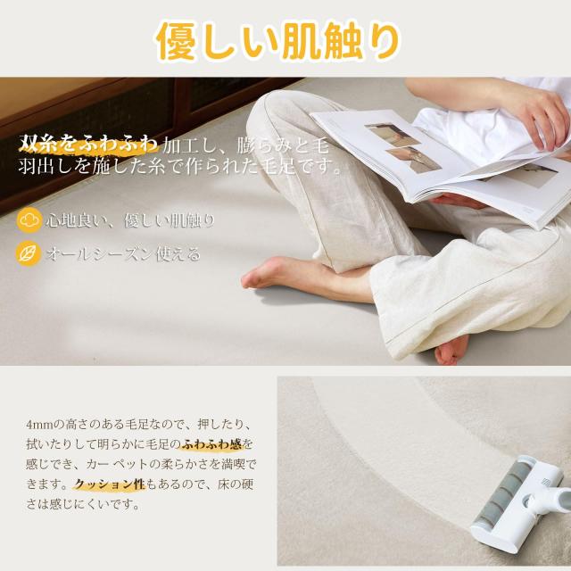 SOMANT ラグ 4畳 カーペット ラグマット 絨毯 滑り止め付き 防音 厚手 防ダニ 防臭 素肌にやさしい 北欧風 おしゃれ 抗菌 床保護 転倒を_1