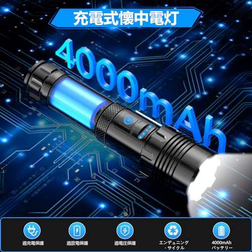 Amazon.co.jp: 超高輝度 懐中電灯 led 強力 軍用 最強 USB 充電