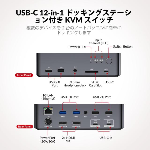 AV Access iDock C20 KVMスイッチドッキングステーション 楽天市場】iDock C20 USB-C KVM スイッチ ドッキングステーション | 2