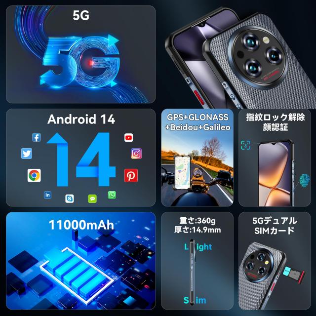 OUKITEL WP35 Pro 5G Android14 タフネススマホ OUKITEL WP35 Android14 5G simフリー スマホ 本体 24GB RAM+
