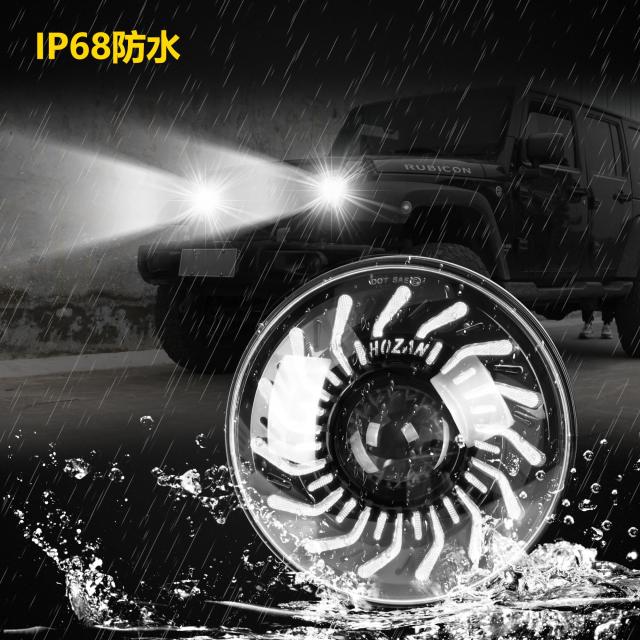 Motikvans 7インチ ledラングラー ヘッドライト イエローウィンカーや