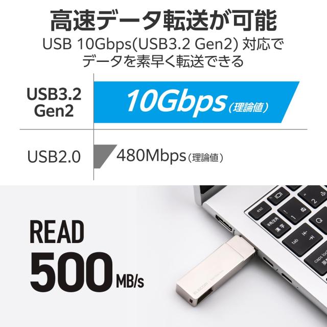 エレコム SSD 外付け 1TB USB3.2 (Gen1) iPhone対応 Type-C/Type-A 両対応 回転式コネクタカバー exFATフォーマット ESD-EPA1000GSV_4