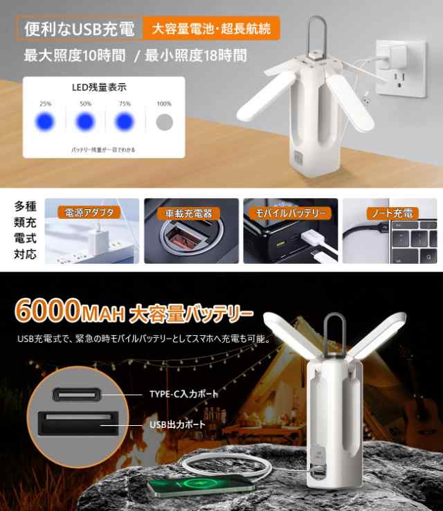 Qifeiyax LEDランタン 充電式 超高輝度 1000ルーメン 電球色・昼