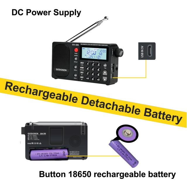 QODOSEN DX-286ラジオ小型,超高性能FM/LW/AM/短波 ステレオ家用？外携帯高感度ラジオ, ポケットに入る/ TEF6686 ？？芯/付き目覚まし時計_4
