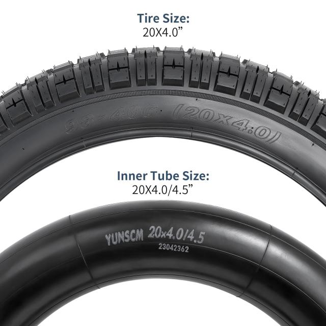 2本セット,20 4.0 タイヤ,20x4.0 自転車タイヤ + 20x4.0/4.5 チューブ 肉厚 米式バルブ32mm,適用 20インチ 4.0 ファットバイク、マウンテ