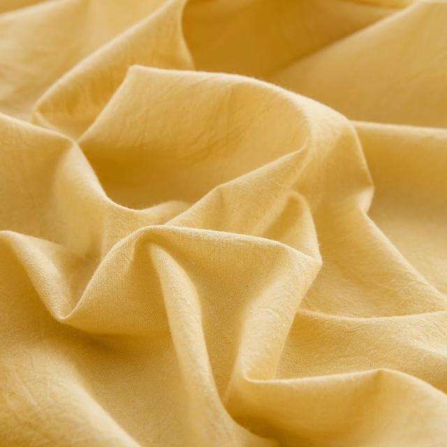 ボックスシーツ キング 180x200x30cm オーガニックコットン 洗いざらしの綿100% ベッドシーツ BOXシーツ 防ダニ イエロー