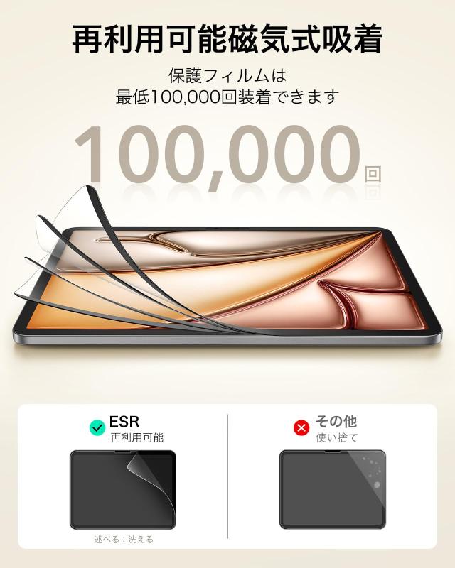 ESR iPad Air 11インチ フィルム M2 (2024、第6世代)専用 ペーパー