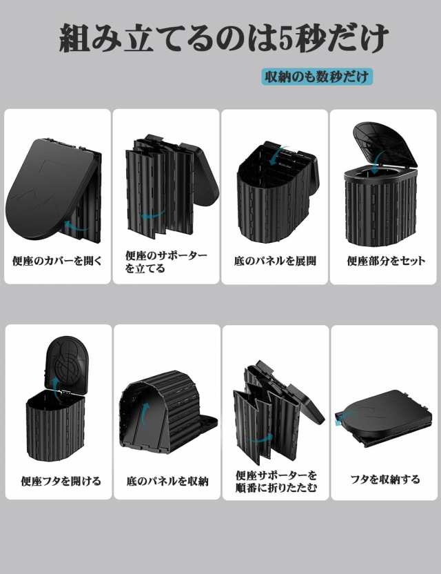 MOARS 簡易トイレ 非常用 家庭トイレと同じ高さ 耐重200KG 災害用便器 防臭 ポータブルトイレ 折りたたみ式 人間工学デザイン 仮設トイレ