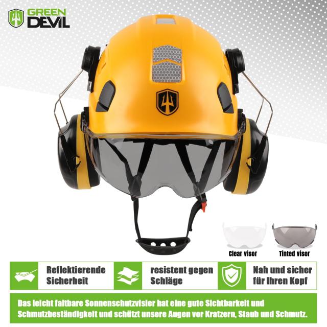 GREEN DEVIL 安全ヘルメット 職業用ヘルメット クリアバイザーと