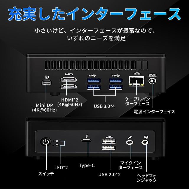 ミニPC第11世代 Core i7-11390H プロセッサー 4コア/8スレッド 最大5.0GHz/16G DDR4メモリ＆NVME SSD拡張可能USB3.2*4/HDMI＆DP 4K映像出の通販は
