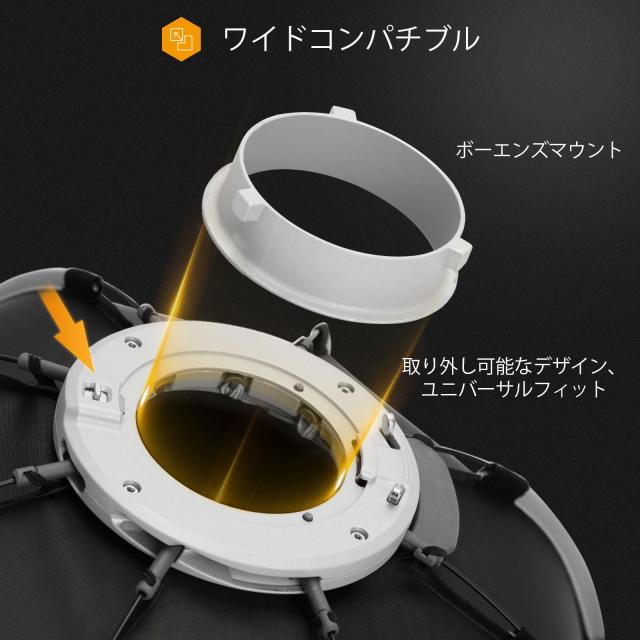 TARION 120cmソフトボックス ワンタッチ、折りたたみ式八角形ソフトボックス、撮影用ソフトボックス、ボーエンズマウント、オクタゴンソ_3
