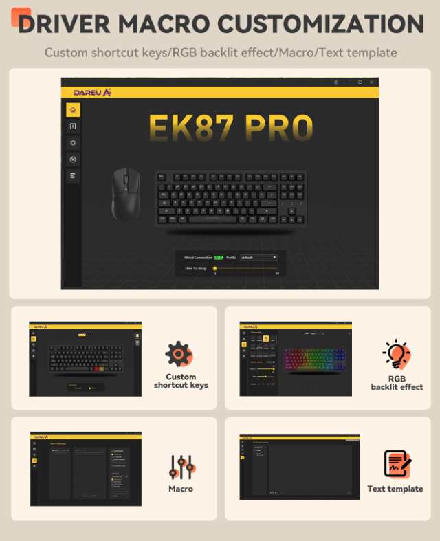 DAREU EK87PRO ゲーミングキーボード 無線 テンキーレス 80