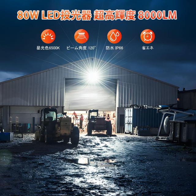 MEIKEE【80W 超薄型 2個セット】LED投光器 作業灯 超高輝度 昼光色