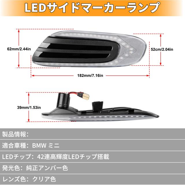 POPMOTORZ F55 F56 F57 LED サイドマーカー ウインカー ミニクーパー用
