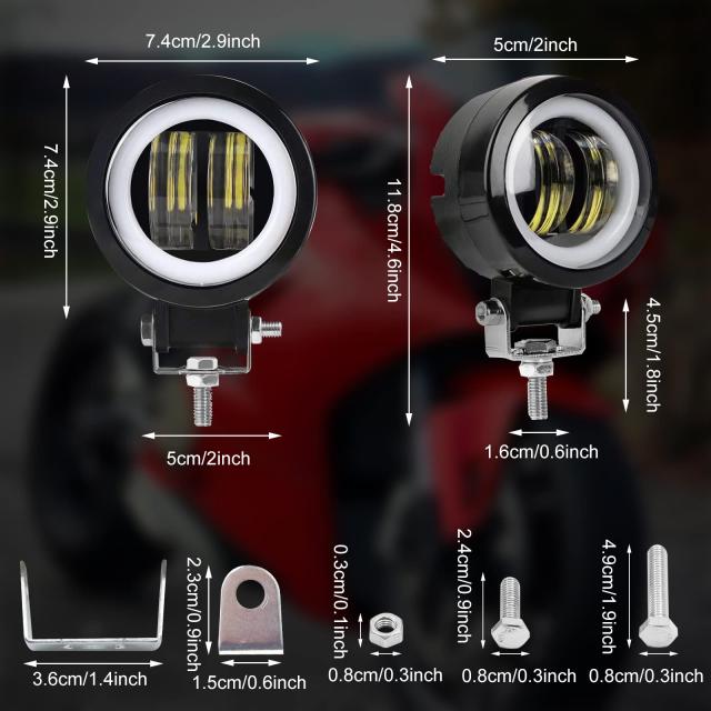 Ygmylandbb バイク用 LEDフォグランプ イカリング バイク ヘッドライト