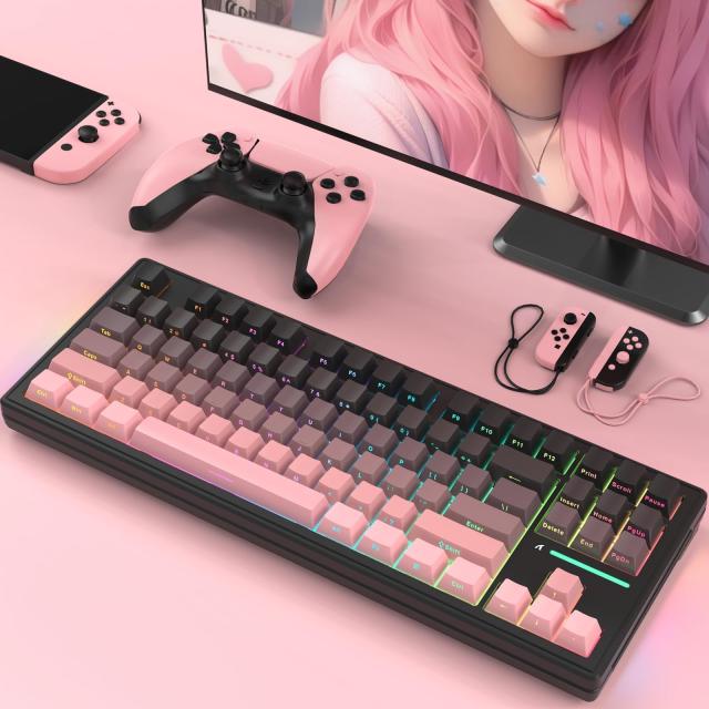 ピンク 80 キーボード Neo80 CU ruby rose 自作キーボード Neo80 Cu