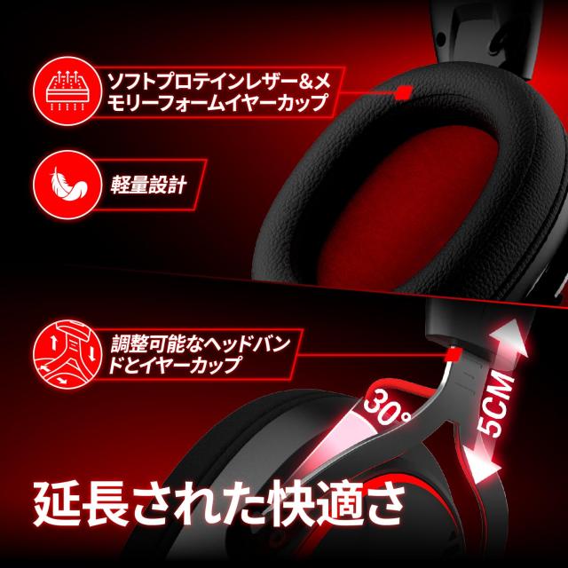 OXS Storm G2 ワイヤレスゲーミングヘッドセット、7.1バーチャルサラウンドサウンド、3 EQモード、2.4G低遅延、50mmドライバー、40Hプレ