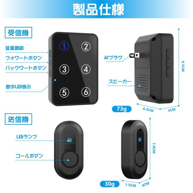 DAYTECH ナースコール 家庭用,呼び出しベル ワイヤレス 介護用品 呼出