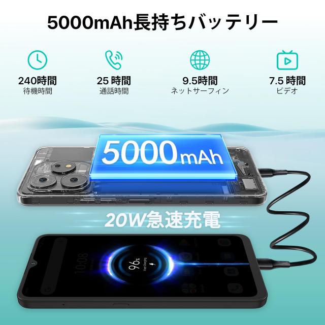 UMIDIGI A15 SIMフリー スマホ 本体 16GB RAM+256GB ROM 1TB拡張