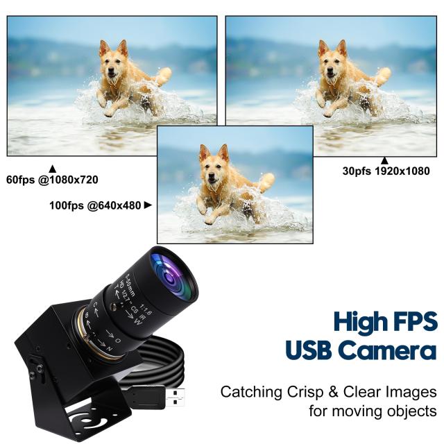 SVPRO 1080P USB のカメラ 5-50mm の手動ズームレンズ、100fps/60fps/30fps 完全な HD のウェブ画像、Windows/Mac/Linux/Android のマシ_1
