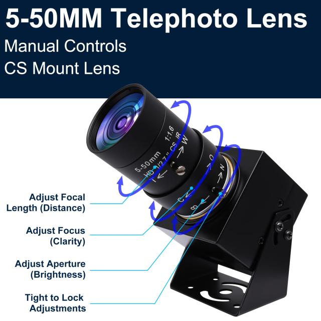 SVPRO 1080P USB のカメラ 5-50mm の手動ズームレンズ、100fps/60fps/30fps 完全な HD のウェブ画像、Windows/Mac/Linux/Android のマシ_4