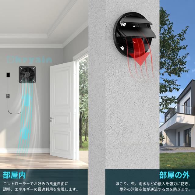 Okryain 強化型換気扇 250mm 壁付け換気扇 家庭用工業換気扇 風量調整