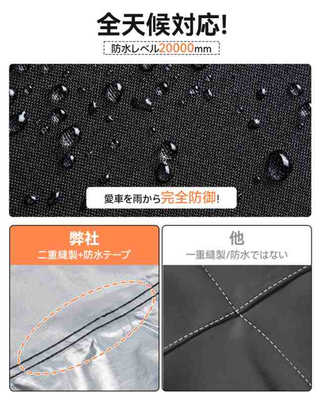 OFFBAIKU バイクカバー厚手【多色選び】大型車体カバー 防水 二重縫製 破れにくい 撥水加工 耐熱 紫外線防止 バックル２つ・裾めくれ防止の通販は