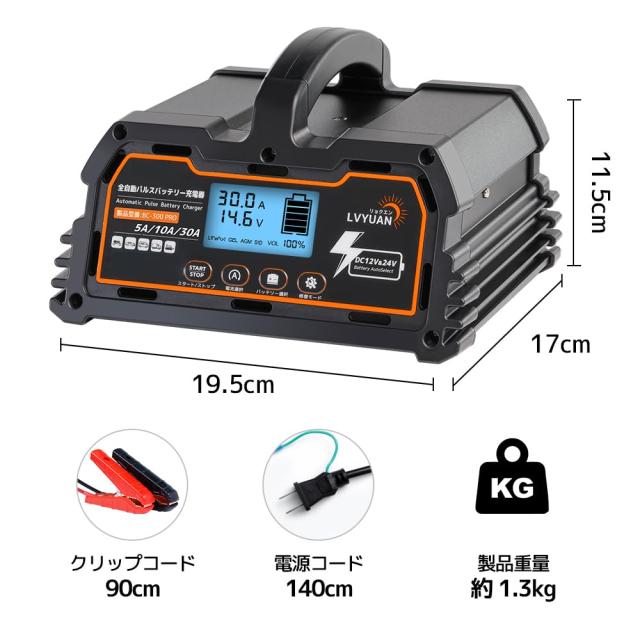 リョクエン（LVYUAN）【正規品】 全自動パルスバッテリー充電器 定格 
