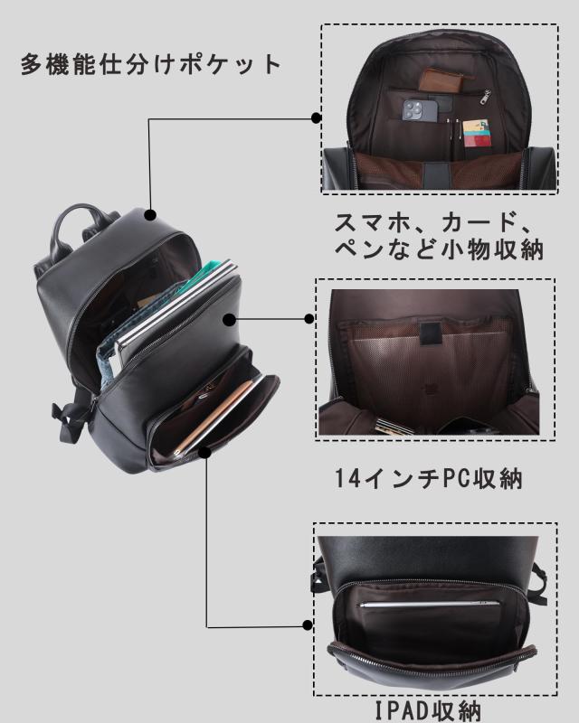 Masa Kawa] リュック メンズ 本革 バックパック レザー 完全防水