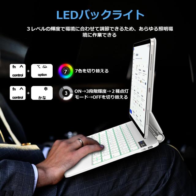 QERDAOYI マジックキーボード 2024 iPad Pro 11 インチ(M4) モデル番号(A2836 A2837 A3006)に適用 iPadキーボード付きケース 高精度トラ_3