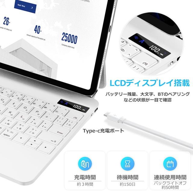 QERDAOYI マジックキーボード 2024 iPad Pro 11 インチ(M4) モデル番号(A2836 A2837 A3006)に適用 iPadキーボード付きケース 高精度トラ_4