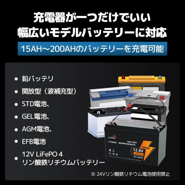 全自動パルスバッテリー充電器 LVYUAN(リョクエン)（正規品）自動パルスバッテリー充電器 定格20A 12V/24V対応 維持充電 緊急時 全自動_2