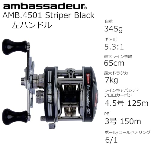 Abu Garcia(アブガルシア) AMB.4501 Striper Black ストライパー ブラック 左巻き 丸型リール クラシック スウェーデン_1