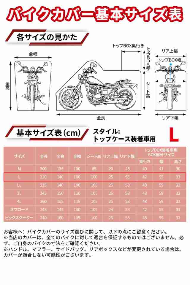 バイクカバー 耐水圧20,000mmH？O [全シリーズ車種対応] 湿気対策 盗難防止 専用耐熱パッド付き (トップケース装着車用（シルバー）, L[22の通販は