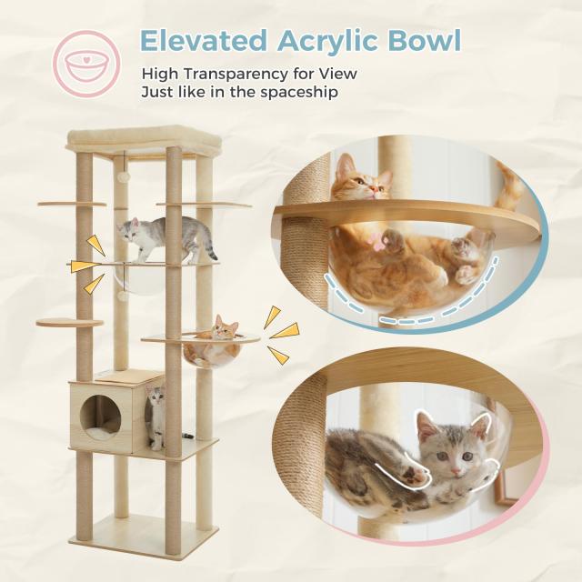 PAWZ Road キャットタワー 木製 大型猫スリム 宇宙船 180 猫タワー