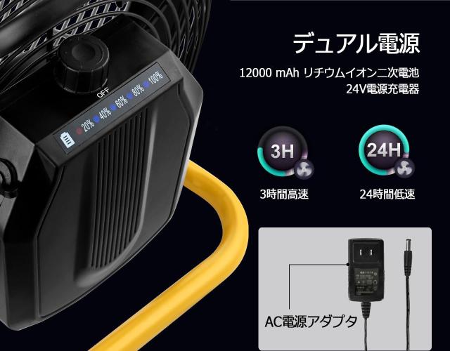【2024新機型 金属素材が強い】Geek Aire 工場扇 業務用扇風機 大型扇風機 充電式扇風機 災害対策 41cm 12000mAh 最大24時間連続使用 バ_2