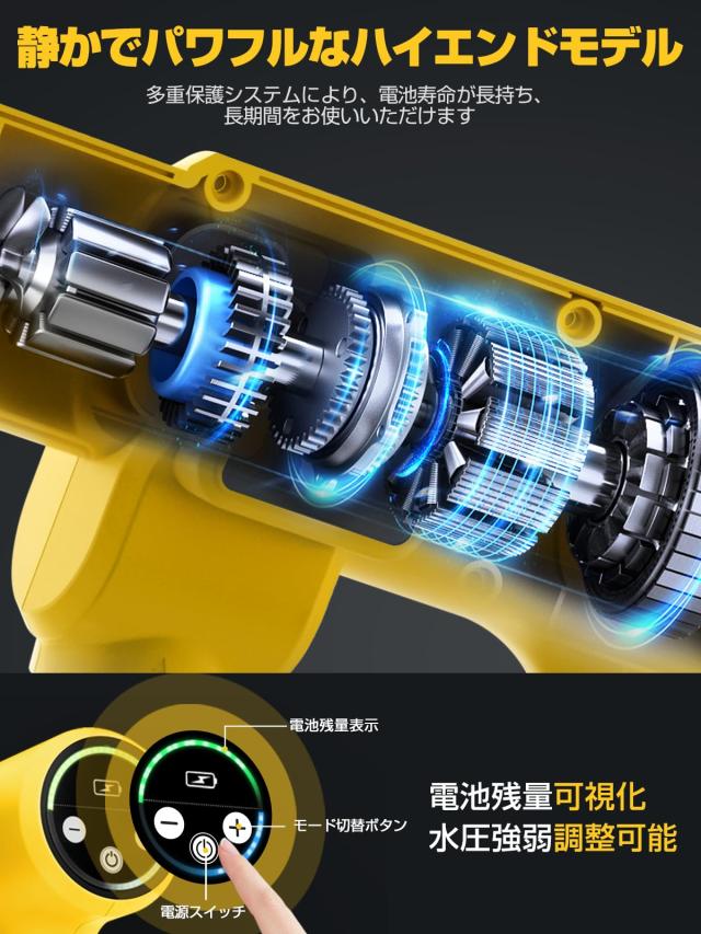 色：White 【2024新登場強化版】高圧洗浄機 コードレス 充電式 洗車機