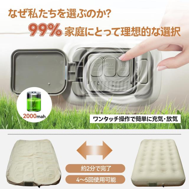 Amazon 限定ブランド】エアーベッド 電動ポンプ内蔵【25cm厚＆90秒自動