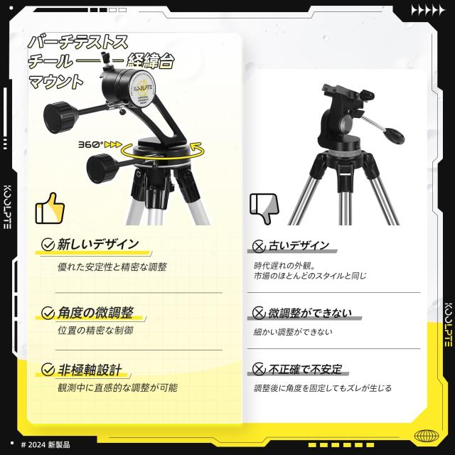 望遠鏡90mm口径700mm - Vertisteel AZマウントベース、高精度調整(28x 