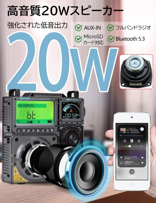 美品 ZHIWHIS ラジオ BCL短波 AIR/VHF/FM/AM/SW ZHIWHIS Bluetoothスピーカー BCL短波ラジオ エアバンド受信機 ZWS-A320