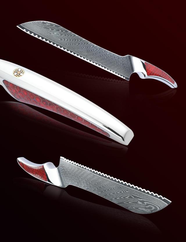 SANMUZUO 8 インチ 鋸歯状ブレッドナイフ、超鋭利ダマスカス鋼キッチン