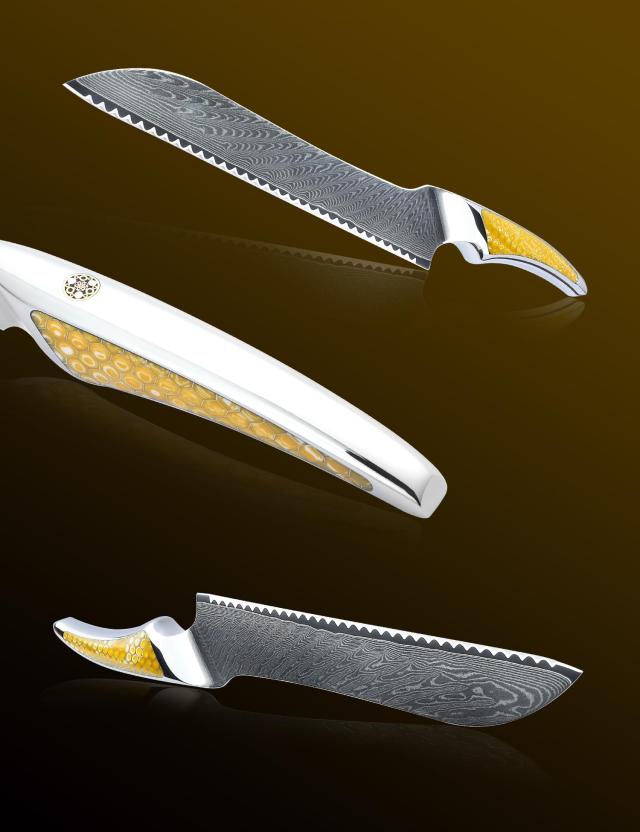 SANMUZUO 8 インチ 鋸歯状ブレッドナイフ、超鋭利ダマスカス鋼キッチン