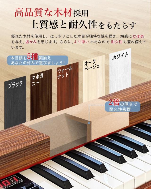 【木製電子ピアノスタンドセット 】Longeye ロンアイ 電子ピアノ 88鍵盤 MOLD2 スタンド付き 日本語表記 二つヘッドホン同時使用 MIDI端