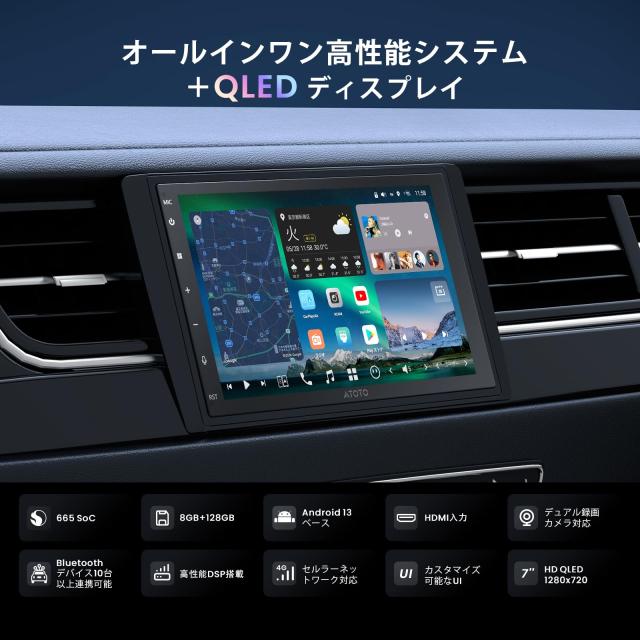 [最新 ] ATOTOZONE X10G2B7E 7インチAndroidカーナビ、ChatGPT AIに話しかける、 8G + 128G ダブルDIN カーステレオ 、4G LTE、ワイヤレ
